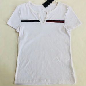 Tommy Hilfiger V Neck Red White Blue T-shirt